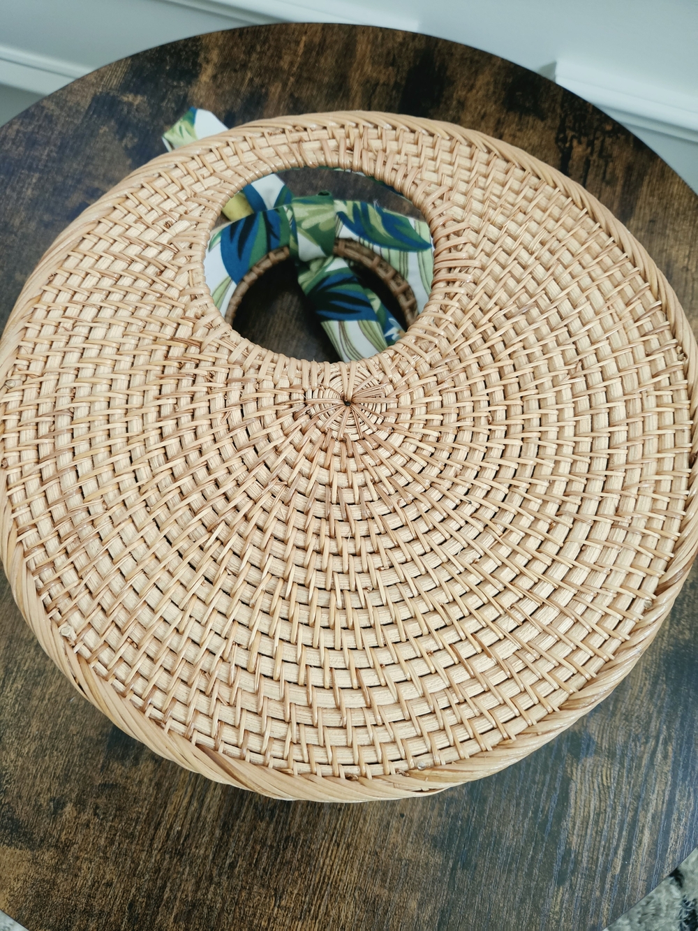 Woven Round Rattan Accent Basket - Natural